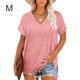 thumbnail image 2 of Jumpingount Camiseta de mujer con cuello en V, manga corta con cuello en V, blusa dividida de color sólido Prendas para la parte del cuerpo Rosado METRO Jumpingount AP003161-12, 2 of 6