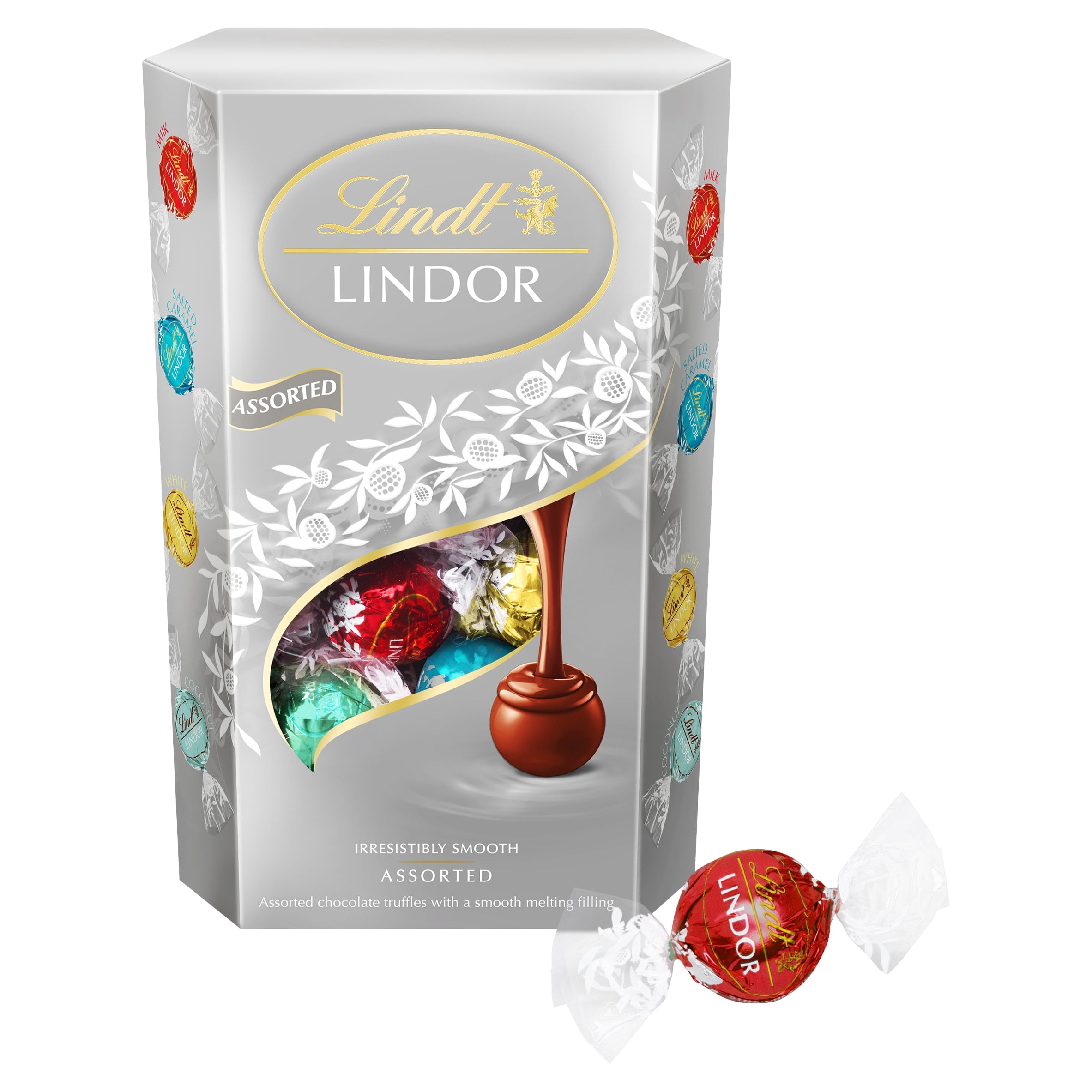 Lindt Lindor Silver Assorted Chocolate Truffles Box 337g, Imported from Britain