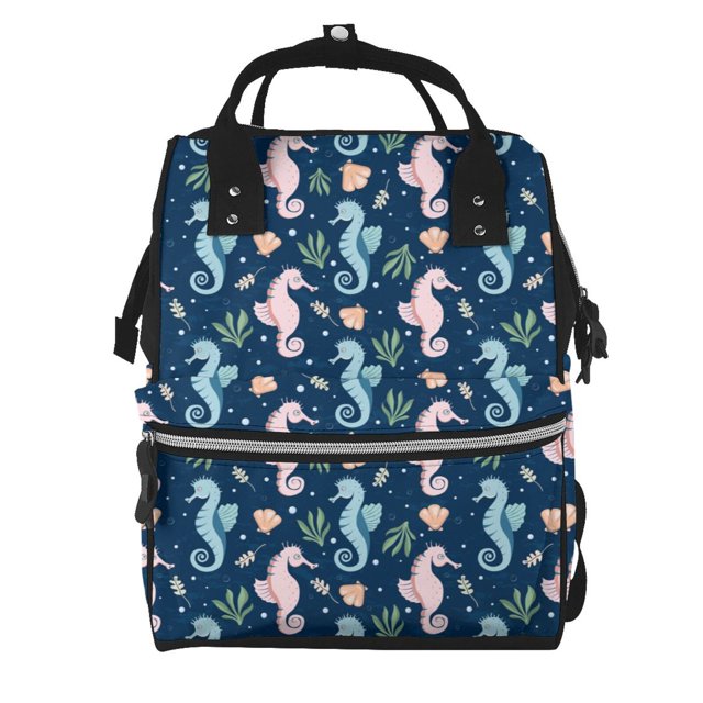 Easygdp Seahorses And Plants para Bolsa de Bebé de Gran Capacidad con Múltiples Bolsillos, Bolsa de Pañales para Padres, Bolsa de Viaje Organizada y Elegante