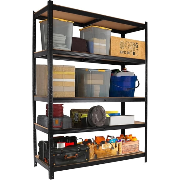 RedSwing 5 Tier Metal Shelving Unit – Adjustable Heavy-Duty Storage Rack for Garage, Kitchen, Pantry, Bathroom, Black, 47" W x 17.7" D x 71" H
