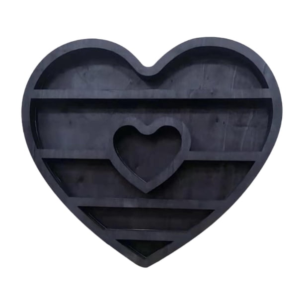 Estante de exhibición de pared de roca de cristal de madera, organizador de joyas, pared rústica multiusos En forma de corazón