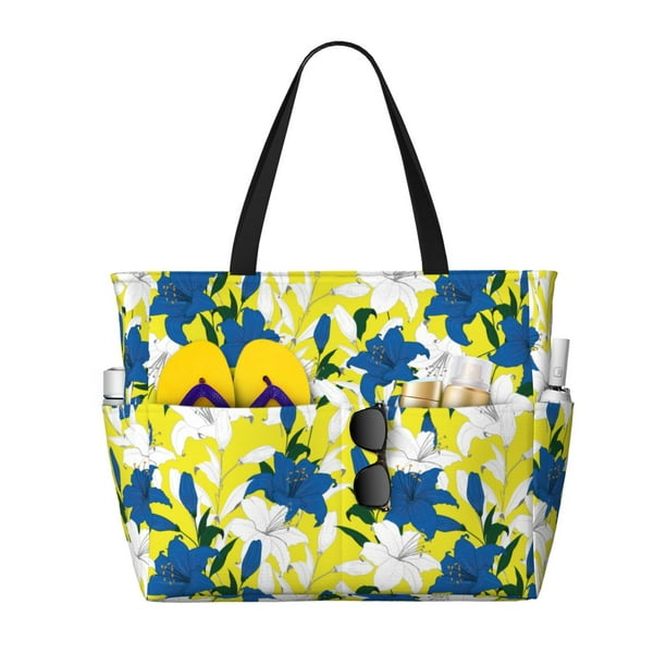Fotbe Lilies Flowers Bolsa de Viaje para Playa - Resistente al Agua, Bolsa Tote de Gran Capacidad y Ligera con 7 Bolsillos para Mujeres y Hombres
