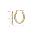 thumbnail image 4 of 14k Yellow Gold and Rhodium Oval Hoop Earrings for Women with Hammered Two-Tone Finish, Textured Lightweight Design, Modern Fashion Jewelry for Daily Wear or Formal Occasions, 4 of 6