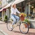 thumbnail image 4 of Costway 24-Inch Beach Cruiser Bike,with Adjustable Seat, Woven Basket & Rear Rack, Beige, 4 of 8