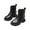 Black, variant on Girls Waterproof Combat Boots Lace Up Side Ankle Booties for Toddler/Little Kid/Big Kid Beige 4.5-5 Years