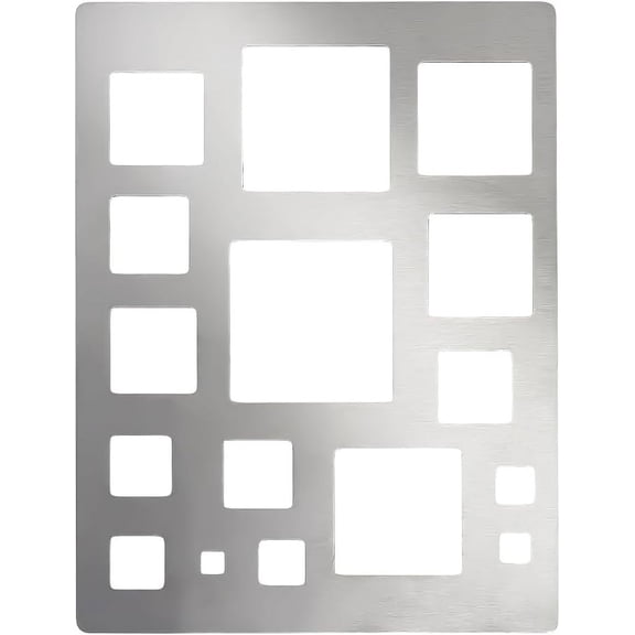Square Template 304 Stainless Steel Drafting Stencil Metal Stencil Sheet for Painting Geometric Drawing Template for Artist Graphic Crafter Scrapbooking Journaling Calendar 7.5x10 Inch grey