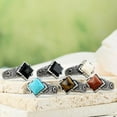 thumbnail image 3 of PAURO Men's Stainless Steel Vintage Gothic Punk Synthetic Turquoise Stone Rings Thumb Pinky Ring Silver Blue Size 12, 3 of 4