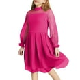 thumbnail image 5 of HJYCHN Girls Dress Mesh Panel Long Sleeve Dress with Waist Tie for Toddler Dress 10-12Years, 5 of 5