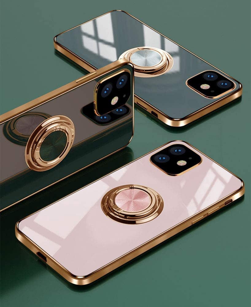 Surlong Compatible with iPhone 12 Mini Case 5.4 Inch 360°Degree Rotation Ring Holder Kickstand Support Car Mount Shockproof Soft TPU Cover Cases Designed