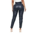 thumbnail image 3 of hirigin Women Casual Leather Pants, Adults High Waisted Solid Color Zipper Trousers (Black, Wine Red, Navy Blue), 3 of 6