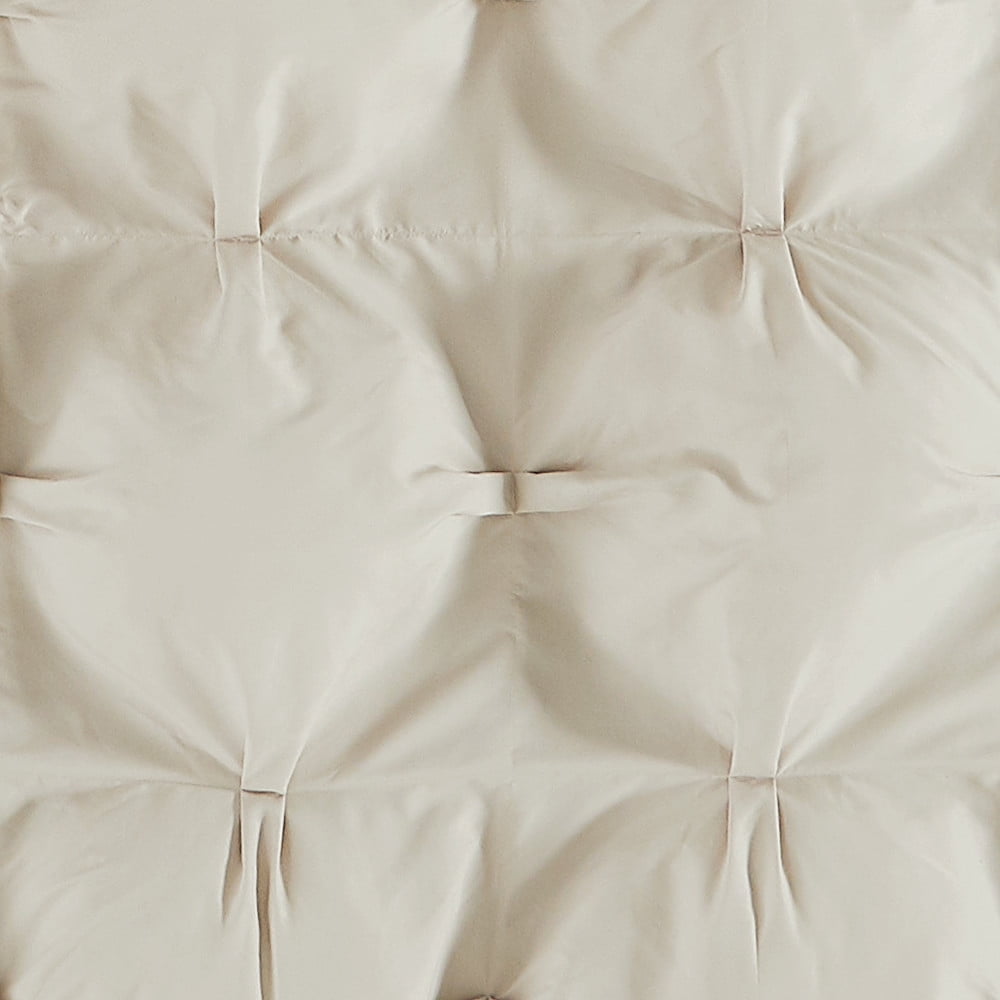 Truly Soft Cloud Puffer Boxed Pleat 100% Microfiber Polyester Beige 3-Piece Full/Queen Comforter Set, Solid Casual themed, Adult Bedding, OEKO-TEX Certified