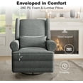 thumbnail image 6 of CozyHome Swivel Recliner Chair, Comfy Glider Rocking Chairs with Lumbar Pillow and Footrest, Upholstered Swivel Rocking Chair for Bedroom,Nursery, Dark Grey, 6 of 8