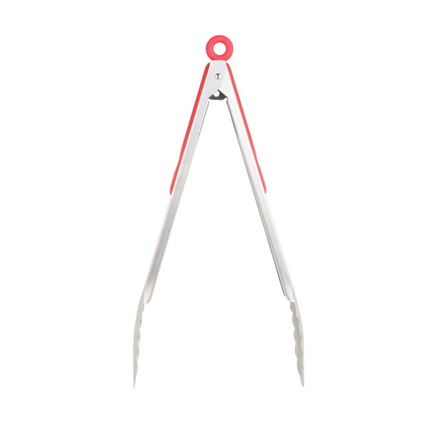 Fiudx Pinzas de Acero Inoxidable, Pinza de Cocina con Punta de Silicona Antiadherente, Herramienta para Barbacoa de Agarre Cómodo, Utensilio para Hornear de Fácil Almacenamiento, Uso Versátil En La C