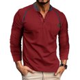 thumbnail image 2 of Clothing Henley T Shirts for Men Long Sleeve Button Henley T-Shirts Fashion Casual Button Solid Color T Shirt Top Casual Basic Tops, 2 of 6