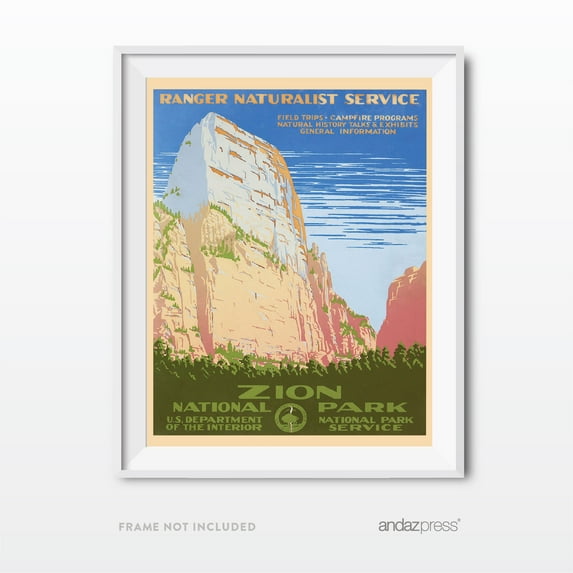 Zion National Park Vintage Government Wall Art, Works Project Administration