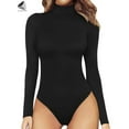 thumbnail image 3 of PULLIMORE Womens High Neck Tops Bodysuit Turtleneck Long Sleeve Stretchy Bodycon Jumpsuit (M, Black), 3 of 7
