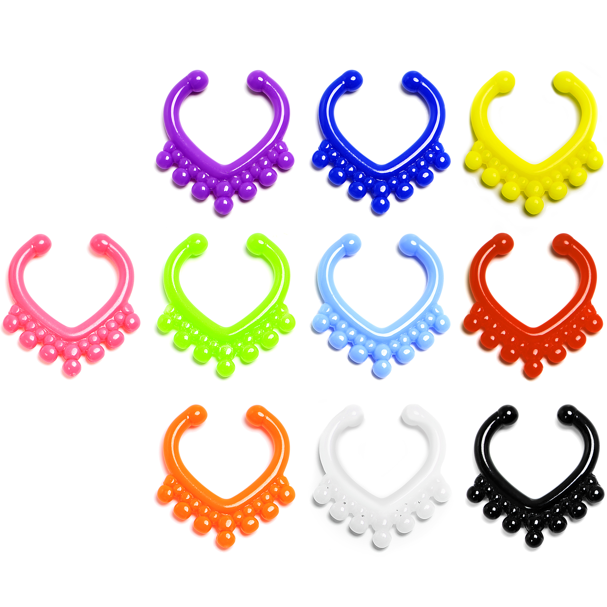 Body Candy Acrylic Eastern Inspiration Clip On Septum Ring 10 Pack