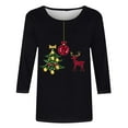thumbnail image 5 of yoeyez Christmas 3/4 Sleeve Shirts for Women Christmas Snowman Print Top Cute Santa Print T Shirt Round Neck Holiday Shirt Tops Women Sweaters Multicolor M, 5 of 6