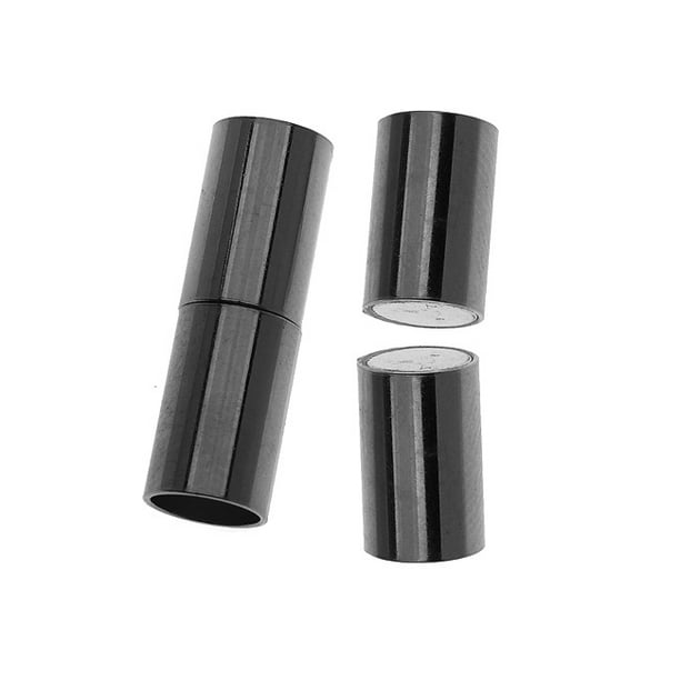 Clasp, Tube Cord Ends Fits 6.2mm Cord, 1 Set, Gun Metal Plated