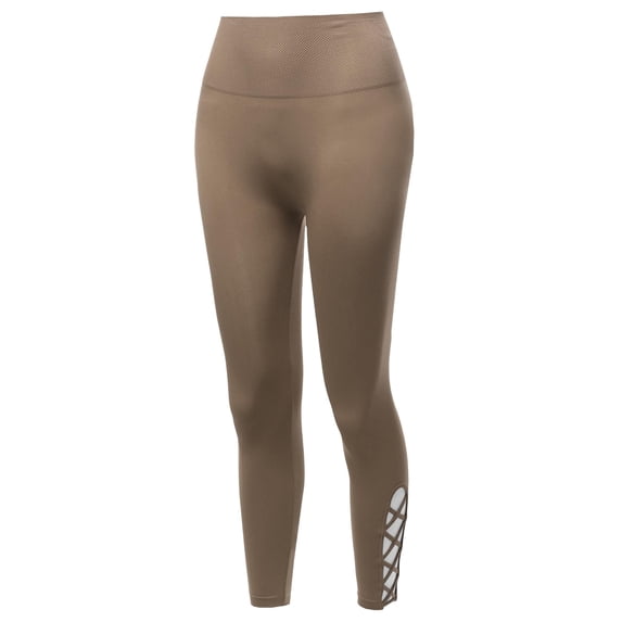 FashionOutfit Women's High Waist Diamond Shape Band Tummy-Control Seamlesss Capri Leggings
