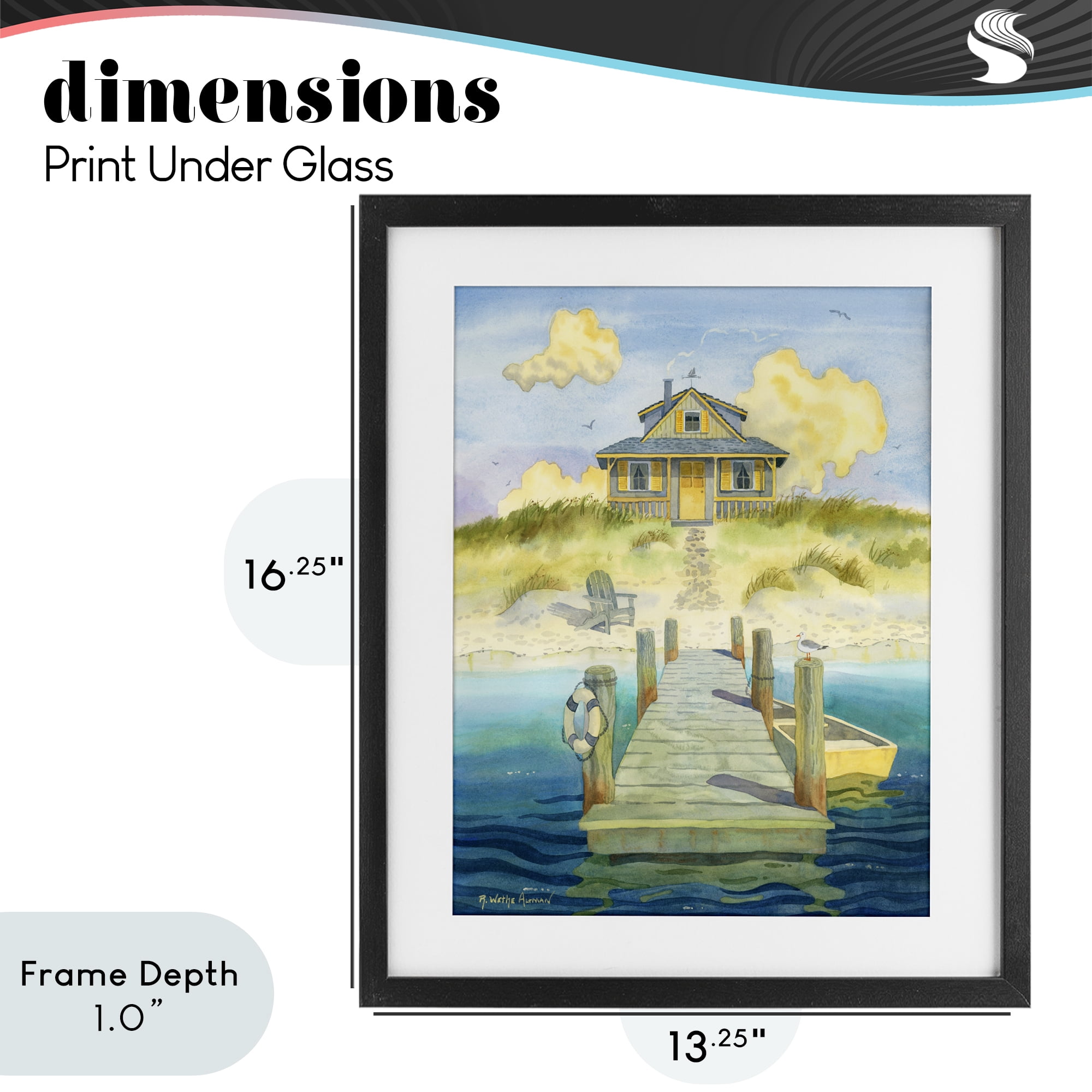 Stupell Industries Welcome Seaside Retreat Cottage Black Framed Print Under Glass, design by Robin Altman