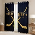 thumbnail image 2 of jejeloiu Hockey Sport Games Black Out Curtains,Hockey Stick Curtains Pack of 2 (42x63 Each),Gold Black Bedroom Curtains For Teens,Luxury Bedroom Decor, 2 of 6