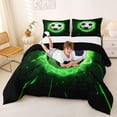 thumbnail image 3 of Erosebridal Football Full Size Comforter Sets For Soccer Gamer,Ball Sport Games Kids Bedding Sets For Boys,Reversible Black 3-Piece, 3 of 7