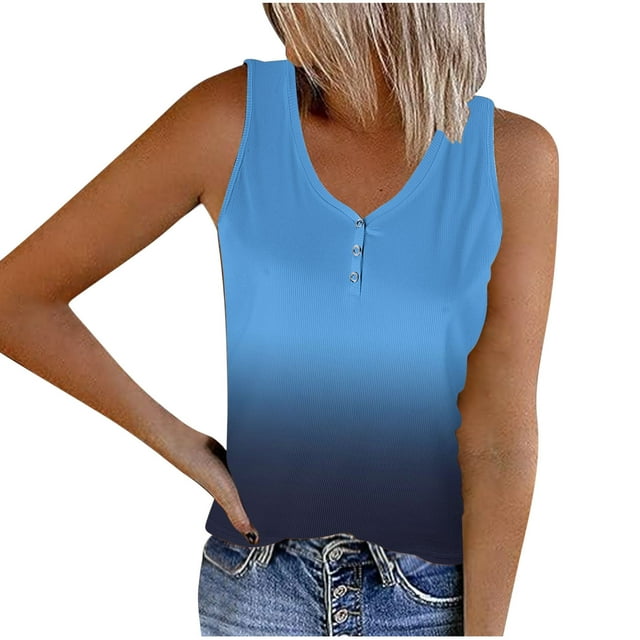 Birdeem Womens Striped Round Neck Button Elastic Tank Top