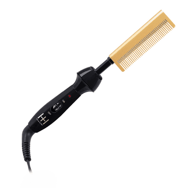 Hot & Hotter Ceramic Electrical Pressing Comb, Black & Gold