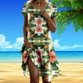 thumbnail image 1 of WILLBEST Vestido Floreado Mujer Vestido Casual Con Estampado Floral Para Mujer Cuello Redondo Vacaciones Uso Diario Primavera Verano Básico Cómodo Elegante Atuendo Femenino 3190, 1 of 3