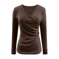 thumbnail image 4 of BLVB Women's Long Sleeve Tops Slim Fitted V Neck Wrap Going out Top Casual Ribbed Knit Sweaters Trendy Fall Blouse, 4 of 6