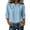 #0184-Blue, variant on Womens 3/4 Sleeve Linen Blend Blouse Mandarin Collar Asymmetric Button Casual Loose Fit Top