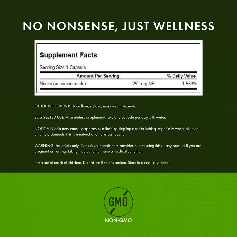 Swanson Niacinamide 500 Mg – 250 Capsule Per Il Benessere Quotidiano