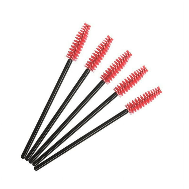 Nvzi 200 piezas de cepillos desechables para rímel de pestañas, extensiones de pestañas, cejas y maquillaje (varilla negra y cabeza roja)