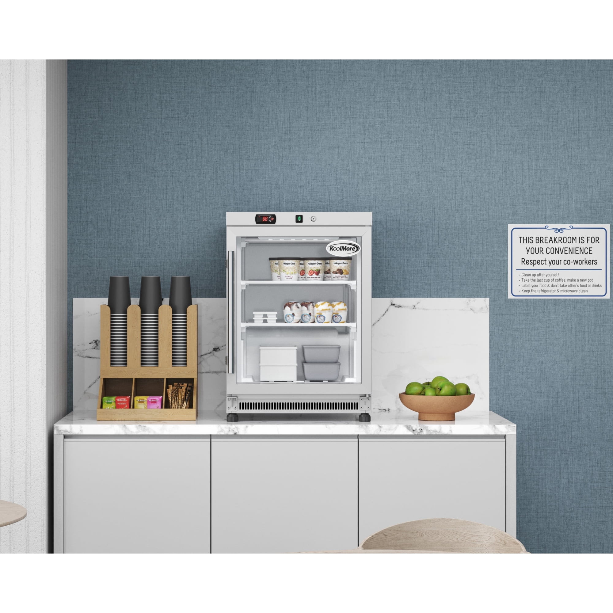 24 in. Commercial Countertop Display Freezer in White with Stainless Steel and Glass Door, 4.6 Cu. ft. (KM-MDF46GD)