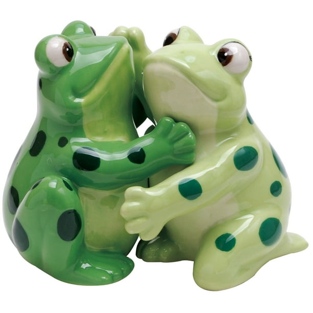 Hugging Green Frogs Salt and Pepper Shaker Set