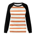 thumbnail image 4 of HomeDM Women's Sweatshirts Long Sleeve, Crew Neck Casual Shirts Color Block Stripe Pullover Tops - Black/L, 4 of 6
