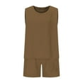 thumbnail image 4 of CHGBMOK Womens Two-piece Set Sleeveless Tank Top & Pocket Short Pants Solid Color Summer Outfits (Coffee,S), 4 of 7