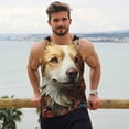 thumbnail image 6 of Lsque Vintage Colorful Flower Puppy Pattern Mens Tank Tops Muscle Athletic Quick Dry Sleeveless Workout Fitness T Shirts Beach Tank Top, Loose-fit Sleeveless Shirt for Men-3X-Large, 6 of 7