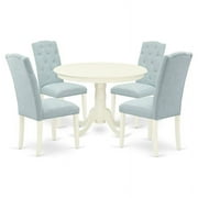 Kingfisher Lane 5-piece Wood Dining Set in Linen White/Baby Blue