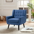 thumbnail image 2 of Lumibee Modern Upholstered Faux Leather Tufted Armchair Linen Accent Chairs Accent Chairs Blue/Linen 1-piece Chair Cotton,Wood 1-Piece Cotton,Linen, 2 of 5