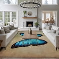 thumbnail image 4 of 5x7 Washable Area Rug, Blue Butterfly Non-Slip Large Rectangle Rug for Living Room Bedroom, Vintage Brown Retro Bug Farm Indoor Floor Mat for Home Decor, 4 of 9