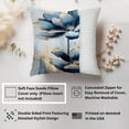 thumbnail image 2 of Ethan Taylor Floral Throw Pillow Soft Cushion Cover 'Blue and Gold Flowers' Modern Pattern Decorative Square Accent Pillow Case, 16x16 Inches, Blue, Gold, 2 of 5