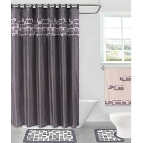 19 Piece Bath Accessory Set Purple Zebra Bathroom Rugs Shower Curtain Accessories Walmart Com Walmart Com