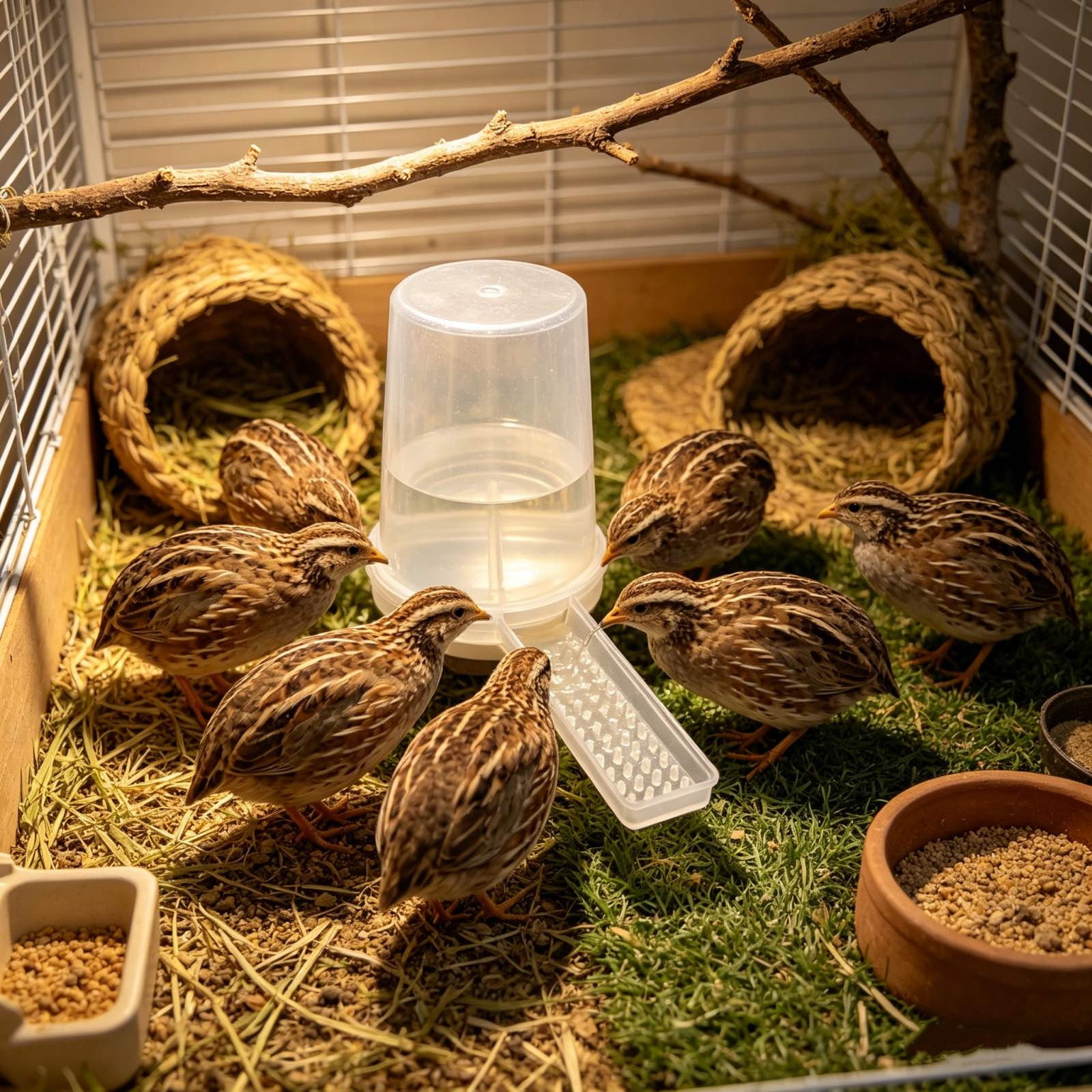 Large Capacity Quail Water Feeder, Anti Drowning Design, Quail Feeder for Button Quail, Quails, Ducks, and Birds, Safe and Durable Waterer, Easy to Install and Clean
