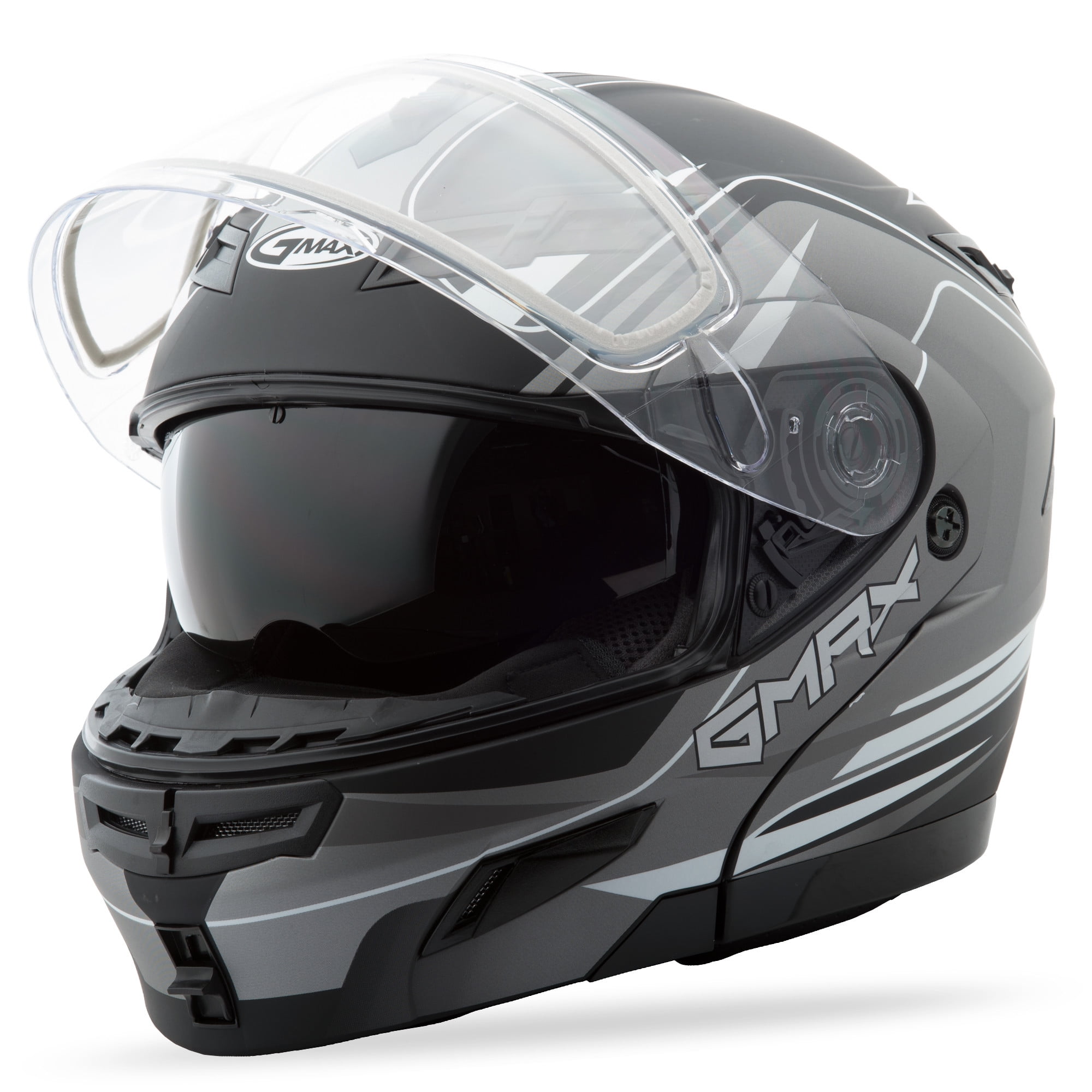 GMAX GM54S MODULAR HELMET TERRAIN FLAT BLACK/SILVER 2X