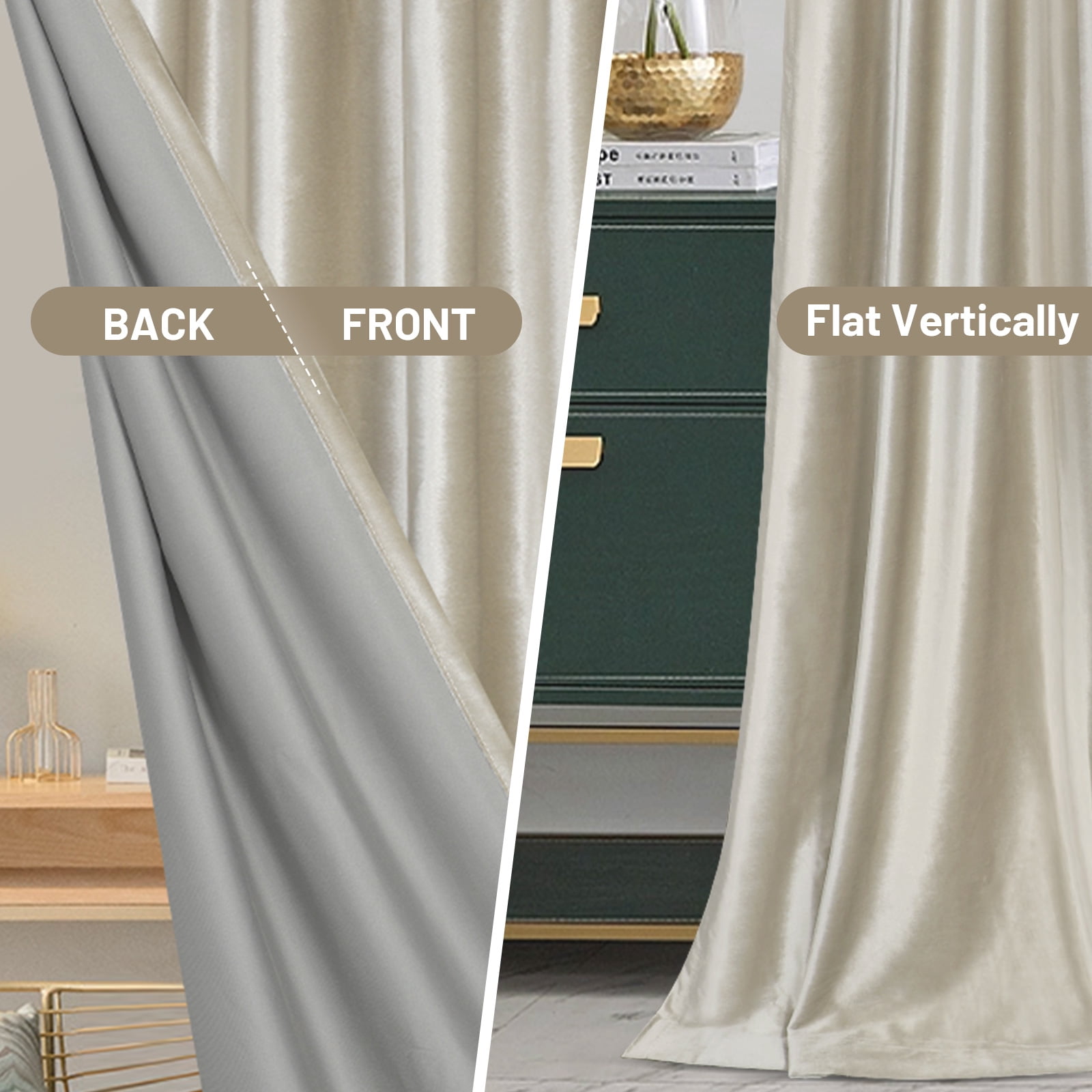 Lapalife 2 Panels Luxury Blackout Velvet Curtains, 84 inches Length Rod Pocket Thermal Insulated Soft Elegant Window Curtains for Bedroom Living Room, Champagne