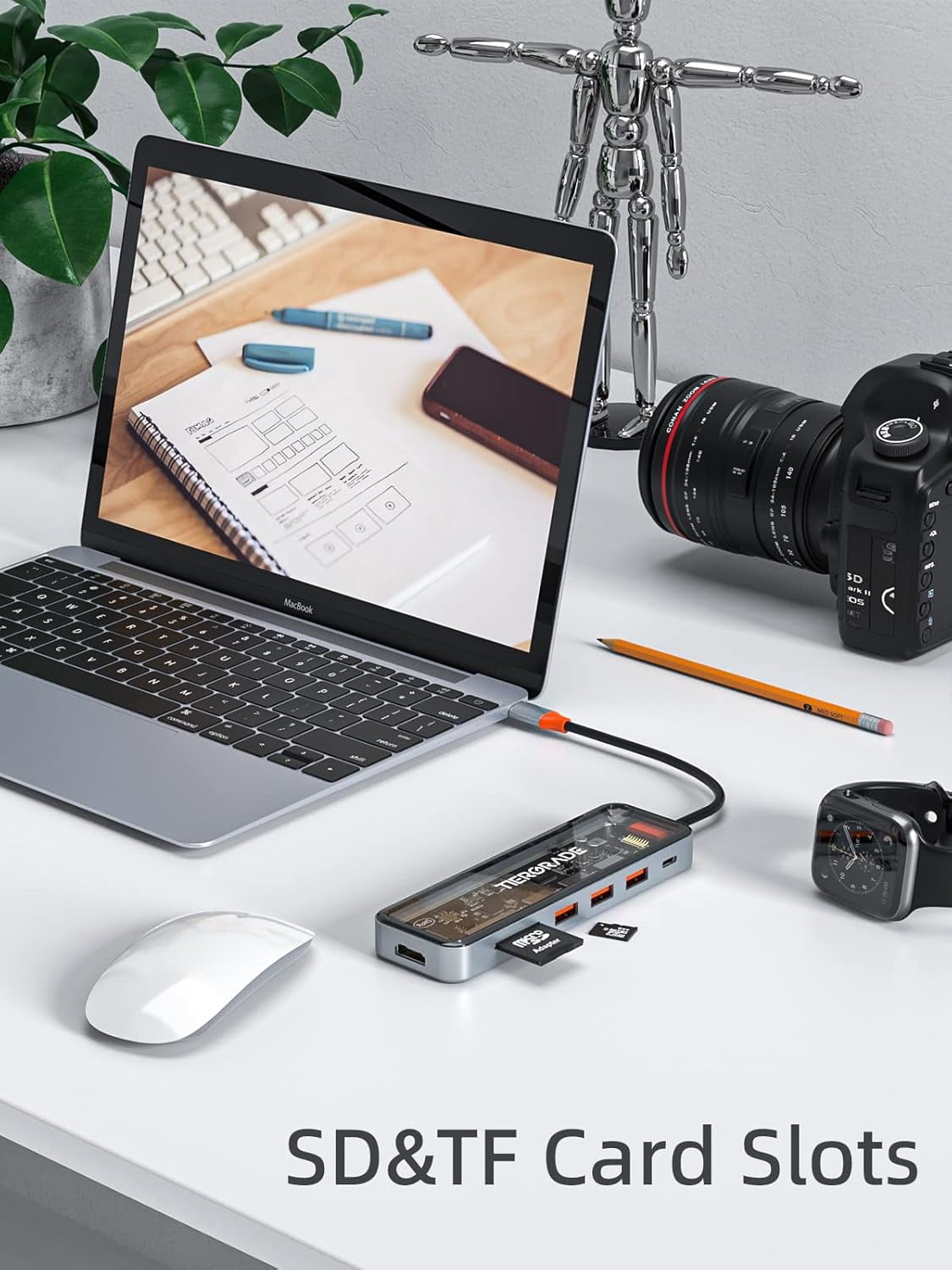 USB C Hub, 7 in 1 USB C to HDMI Multiport Adapter with HDMI, 100W PD, 3 USB-A 5 Gbps, TF/SD Card Reader, USB C Dock for MacBook Air/Pro, XPS, and More Type-C Device