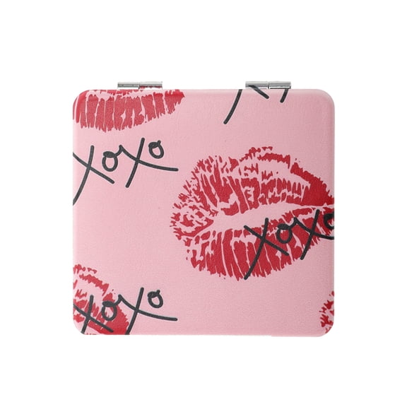 Unique Bargains 1 Pc Women Square Shape Handheld Mirror for Travel Orange
