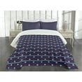 thumbnail image 3 of Ambesonne Navy Blue Quilted Bedspread Set 3 Pcs, Nautical Borders, King Size, Red White Dark Blue, 3 of 5